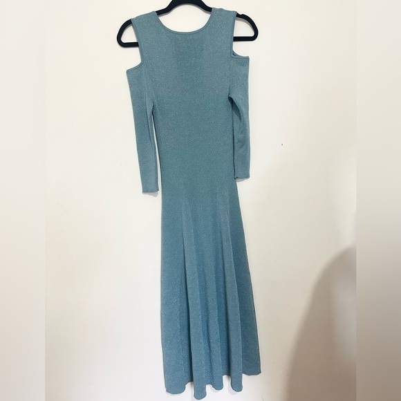 New York & Company Eva Mendes Cold Shoulder Blue Dress with Sparkles XS - Picture 3 of 3